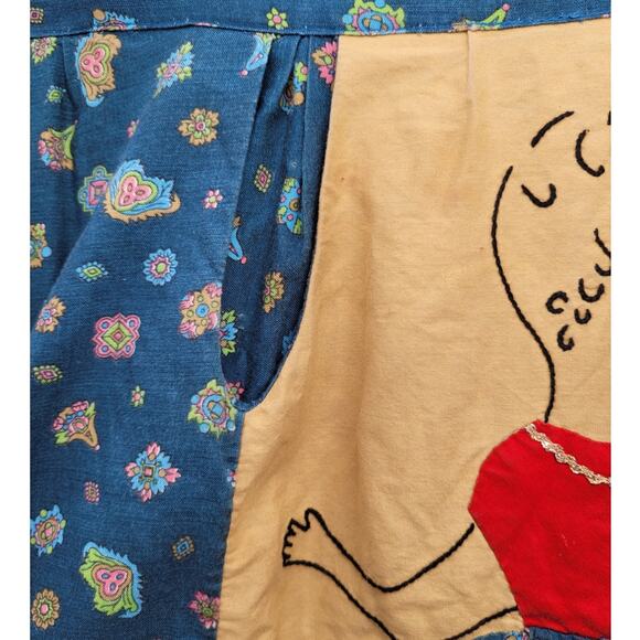 Vintage‎ Peekaboo Lady Handmade Apron with Pockets Retro Cottagecore Style - Picture 6 of 11